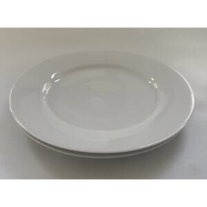 Crate & Barrel White 10.5” Dinner Plates Set of 2 Modern Traditional Dinnerware